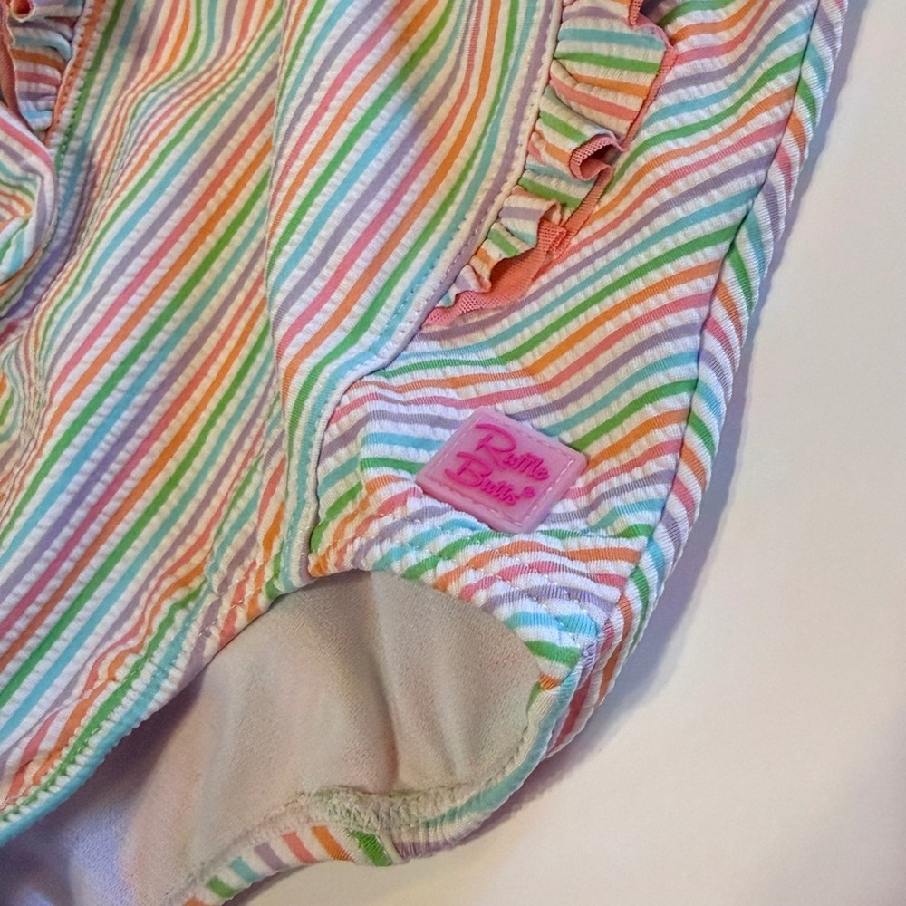 Ruffle Butts Rainbow Seersucker Ruffle One Piece Swimsuit 18-24 M Swim Summer - Picture 6 of 6